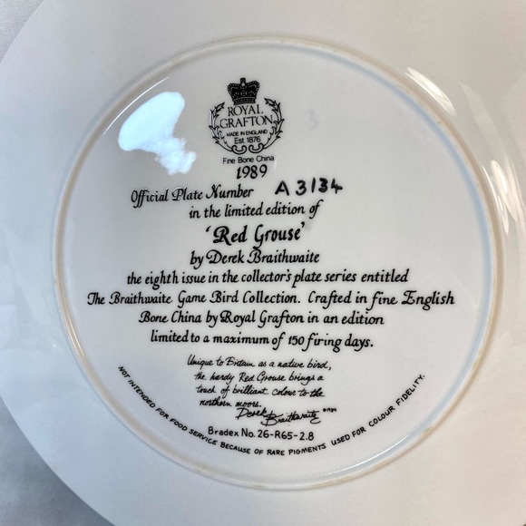 NIB The Braithwaite Game Bird Plate Collection - Red Grouse by Derek Braithwaite - Picture 3 of 15